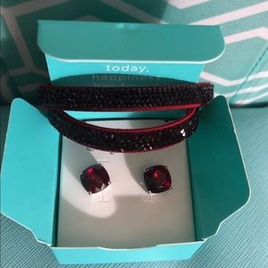 Red Swarovski Bracelet & Studs Set